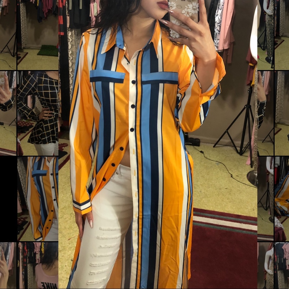 LAST ONE! Multicolor Stripe Button Down Maxi Dress